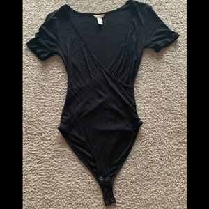 Black Deep V Bodysuit